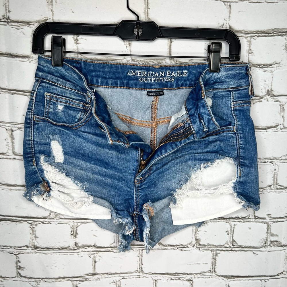 AEO American Eagle Outfitters Cut Out Woman Shortie Shorts size 8